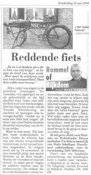 Telegraaf 14 mei 2009