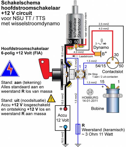 6-polige hoofdstroomschakelaar